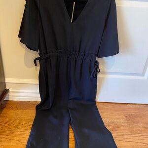 Zara navy blue romper jumpsuit button detail Sz M nice